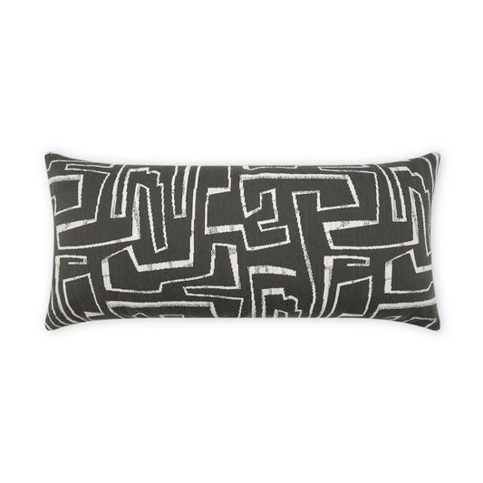 D.V. KAP HOME   12" x 24" Outdoor Theon Lumbar Pillow - Onyx Modern, Abstract, Geometric    - OD-451-O-1224