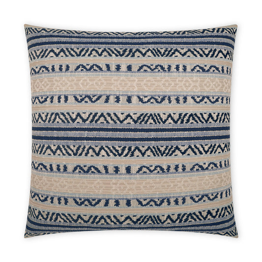 D.V. KAP HOME   22" x 22" Outdoor Motiva Pillow - Azure Global, Farmhouse, Stripes    - OD-456-A-2222