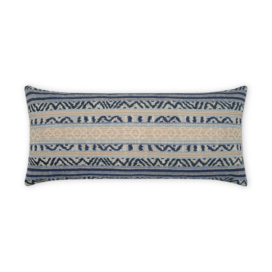 D.V. KAP HOME   12" x 24" Outdoor Motiva Lumbar Pillow - Azure Global, Farmhouse, Stripes    - OD-457-A-1224