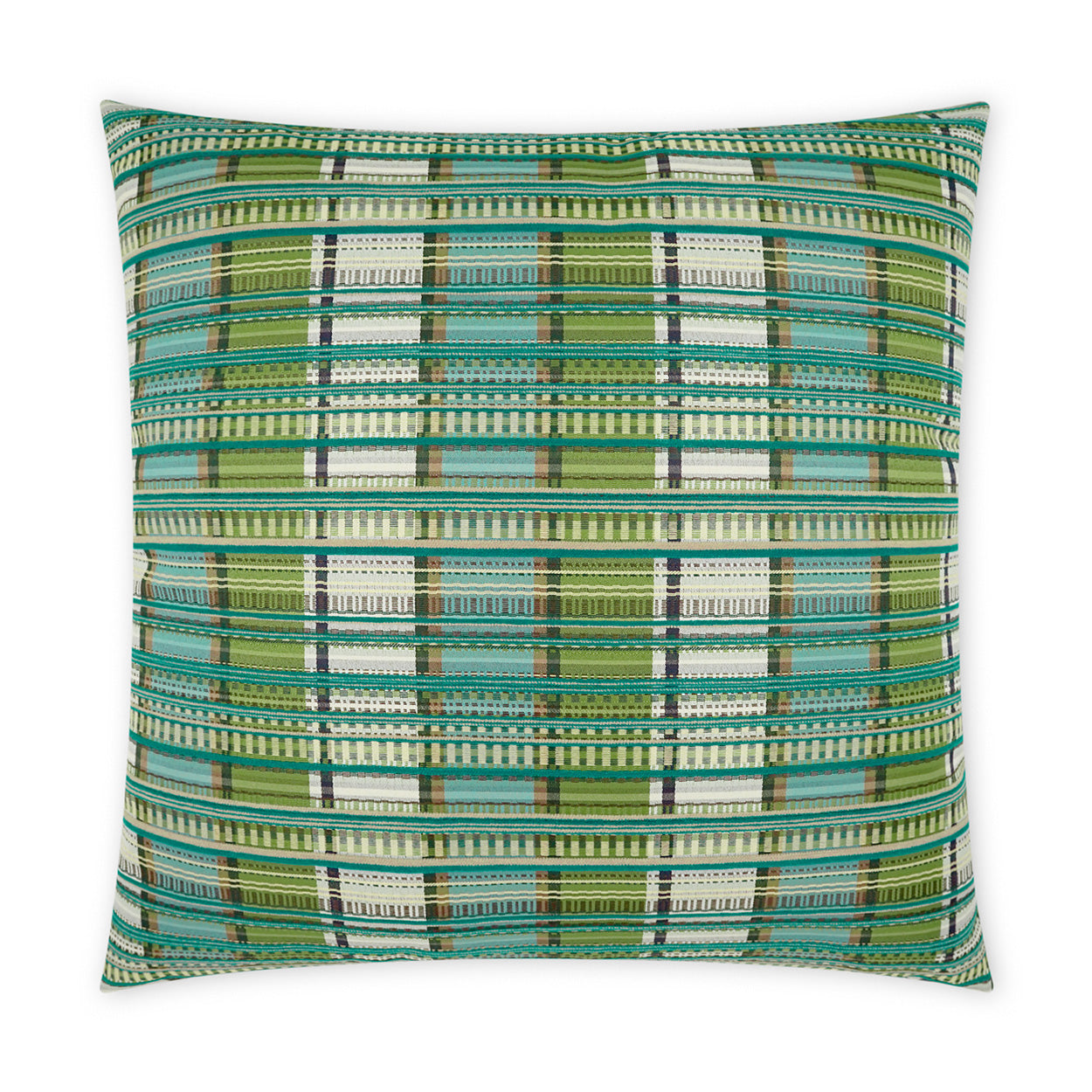 D.V. KAP HOME   22" x 22" Outdoor Conch Pillow - Tahiti Plaid - Check, Western Chic    - OD-463-T-2222