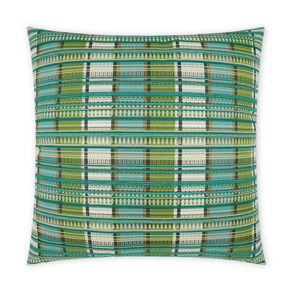 D.V. KAP HOME   22" x 22" Outdoor Conch Pillow - Tahiti Plaid - Check, Western Chic    - OD-463-T-2222