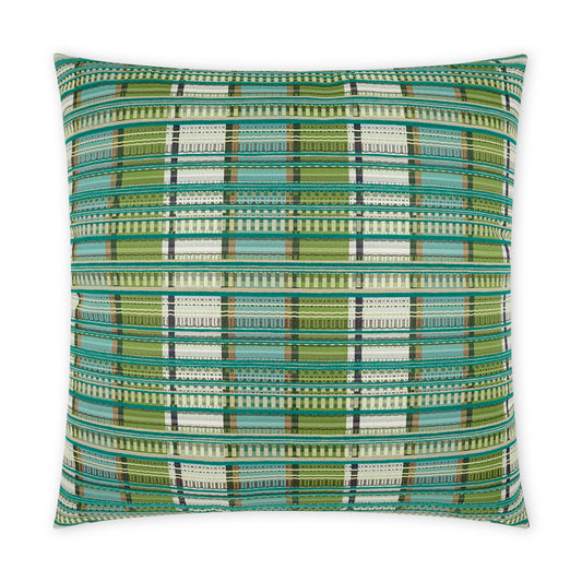 D.V. KAP HOME   22" x 22" Outdoor Conch Pillow - Tahiti Plaid - Check, Western Chic    - OD-463-T-2222