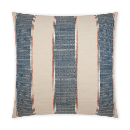 D.V. KAP HOME   22" x 22" Outdoor Tampa Pillow - Blue Stripes, Farmhouse    - OD-467-B-2222
