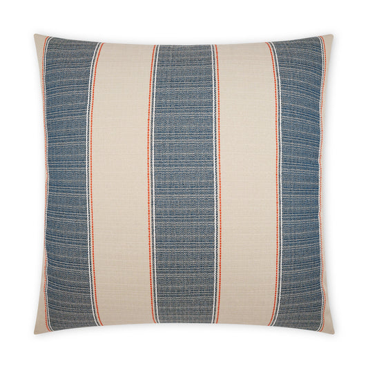D.V. KAP HOME   22" x 22" Outdoor Tampa Pillow - Blue Stripes, Farmhouse    - OD-467-B-2222