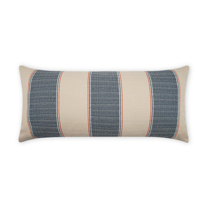 D.V. KAP HOME   12" x 24" Outdoor Tampa Lumbar Pillow - Blue Stripes, Farmhouse    - OD-468-B-1224