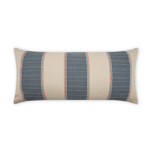 D.V. KAP HOME   12" x 24" Outdoor Tampa Lumbar Pillow - Blue Stripes, Farmhouse    - OD-468-B-1224