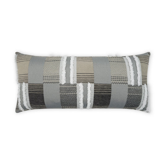 D.V. KAP HOME   12" x 24" Outdoor Mickey Lumbar Pillow - Grey Geometric, Modern, Global    - OD-472-G-1224
