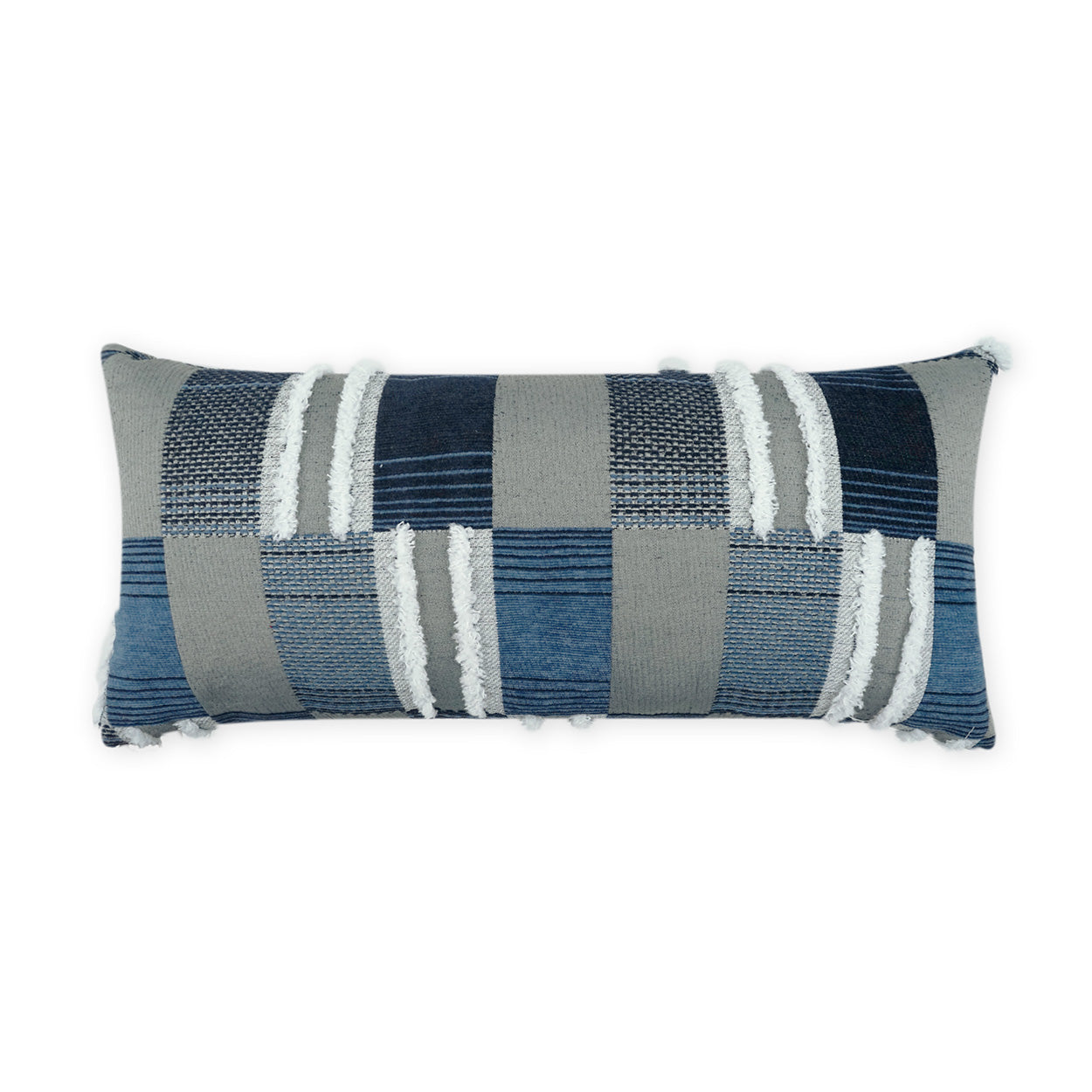 D.V. KAP HOME   12" x 24" Outdoor Mickey Lumbar Pillow - Indigo Geometric, Modern, Global    - OD-472-I-1224