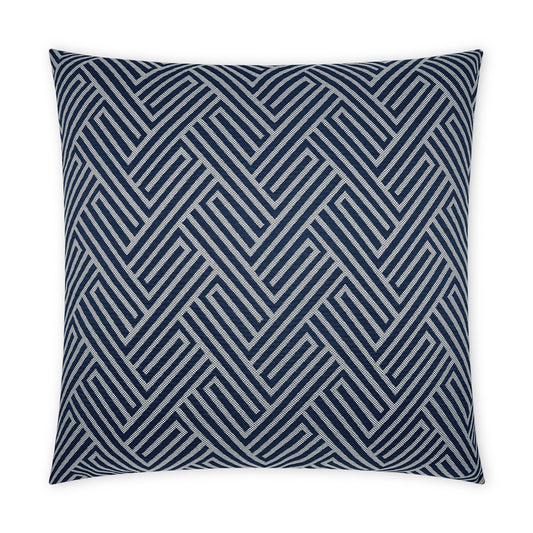 D.V. KAP HOME   22" x 22" Outdoor Mandros Pillow - Navy Chevron, Geometric, Traditional    - OD-475-N-2222