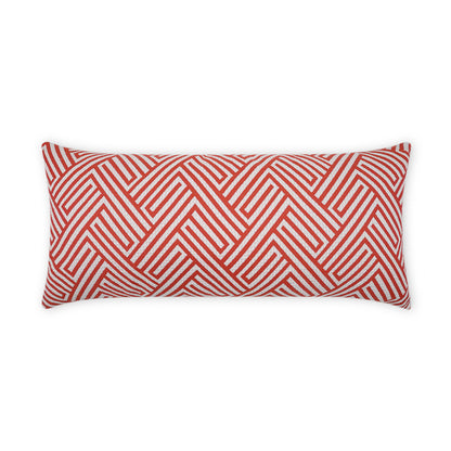 D.V. KAP HOME   12" x 24" Outdoor Mandros Lumbar Pillow - Coral Chevron, Geometric, Traditional    - OD-476-C-1224