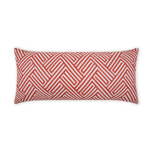 D.V. KAP HOME   12" x 24" Outdoor Mandros Lumbar Pillow - Coral Chevron, Geometric, Traditional    - OD-476-C-1224
