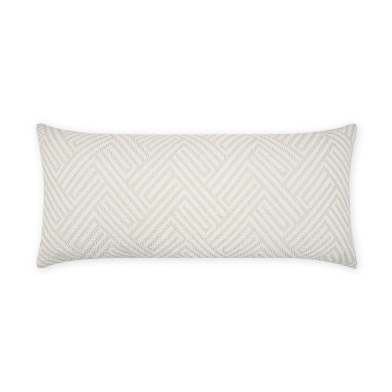 D.V. KAP HOME   12" x 24" Outdoor Mandros Lumbar Pillow - Ivory Chevron, Geometric, Traditional    - OD-476-I-1224