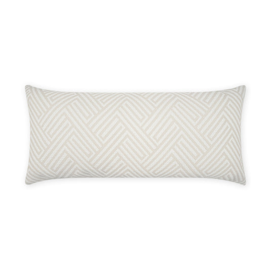 D.V. KAP HOME   12" x 24" Outdoor Mandros Lumbar Pillow - Ivory Chevron, Geometric, Traditional    - OD-476-I-1224