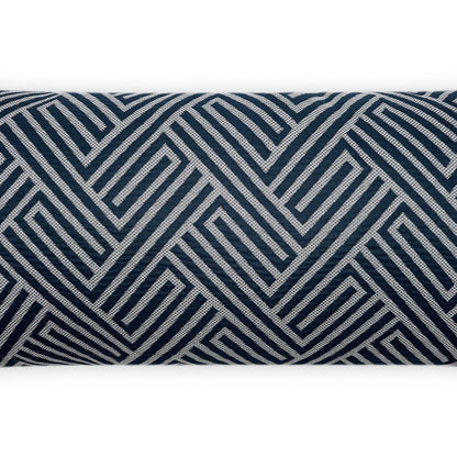D.V. KAP HOME   12" x 24" Outdoor Mandros Lumbar Pillow - Navy Chevron, Geometric, Traditional    - OD-476-N-1224