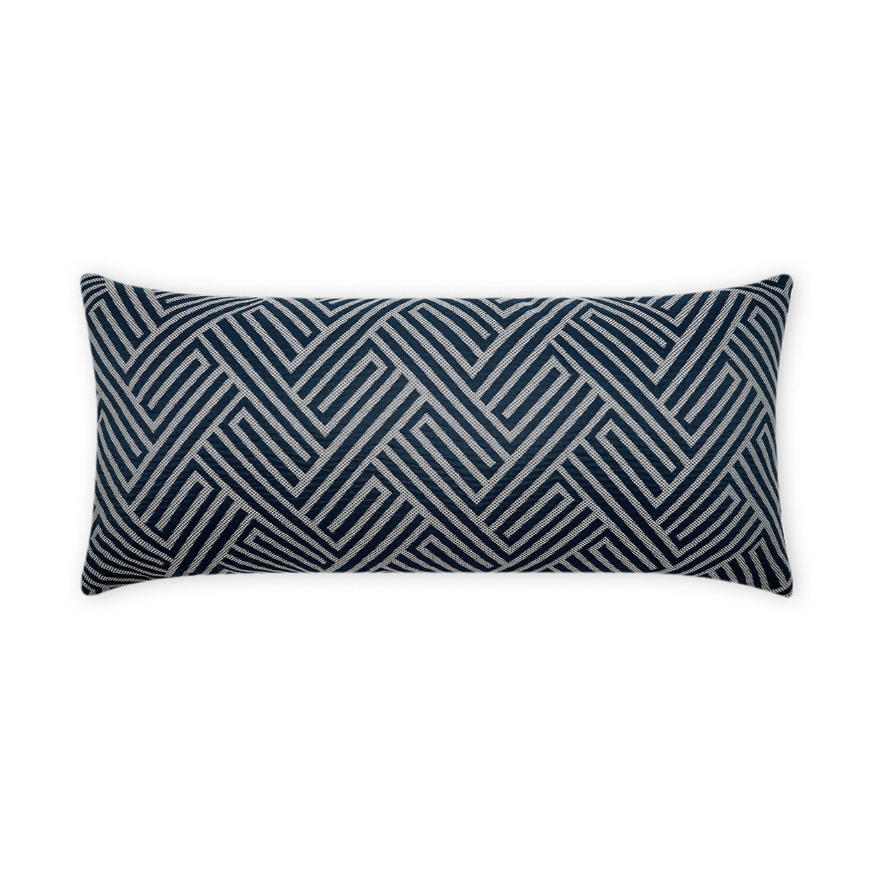 D.V. KAP HOME   12" x 24" Outdoor Mandros Lumbar Pillow - Navy Chevron, Geometric, Traditional    - OD-476-N-1224