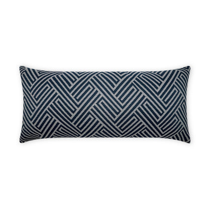 D.V. KAP HOME   12" x 24" Outdoor Mandros Lumbar Pillow - Navy Chevron, Geometric, Traditional    - OD-476-N-1224
