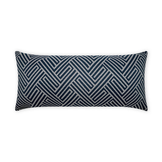 D.V. KAP HOME   12" x 24" Outdoor Mandros Lumbar Pillow - Navy Chevron, Geometric, Traditional    - OD-476-N-1224