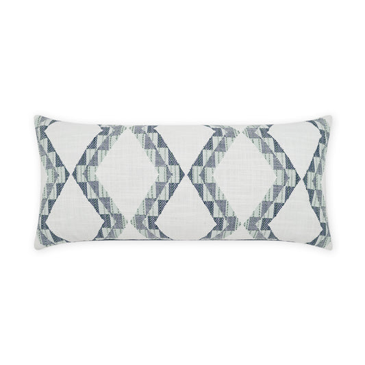 D.V. KAP HOME   12" x 24" Outdoor Toshi Lumbar Pillow - Azure Geometric, Global     - OD-478-A-1224