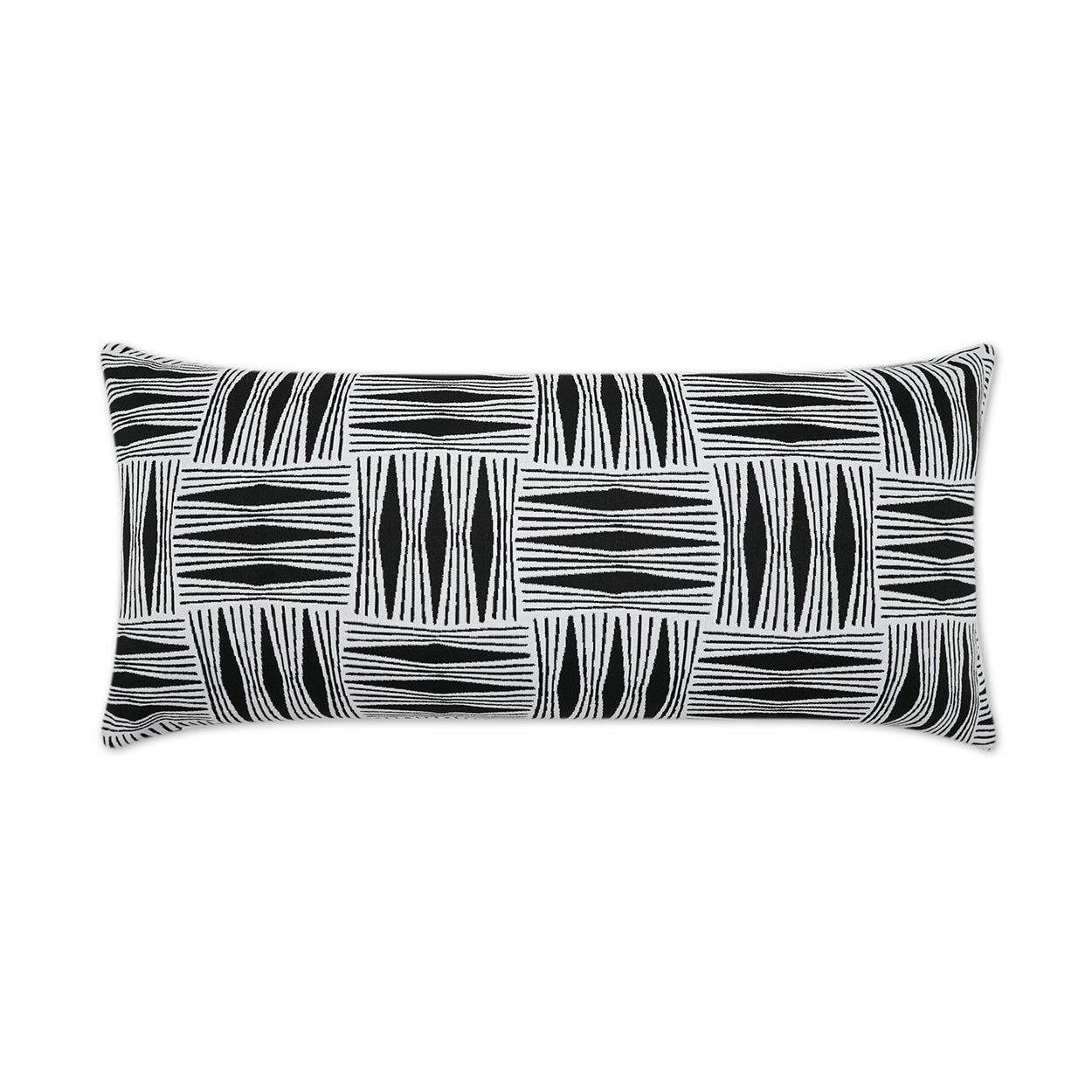 D.V. KAP HOME   12" x 24" Outdoor Kizomba Lumbar Pillow - Ebony Global, Geometric    - OD-482-E-1224