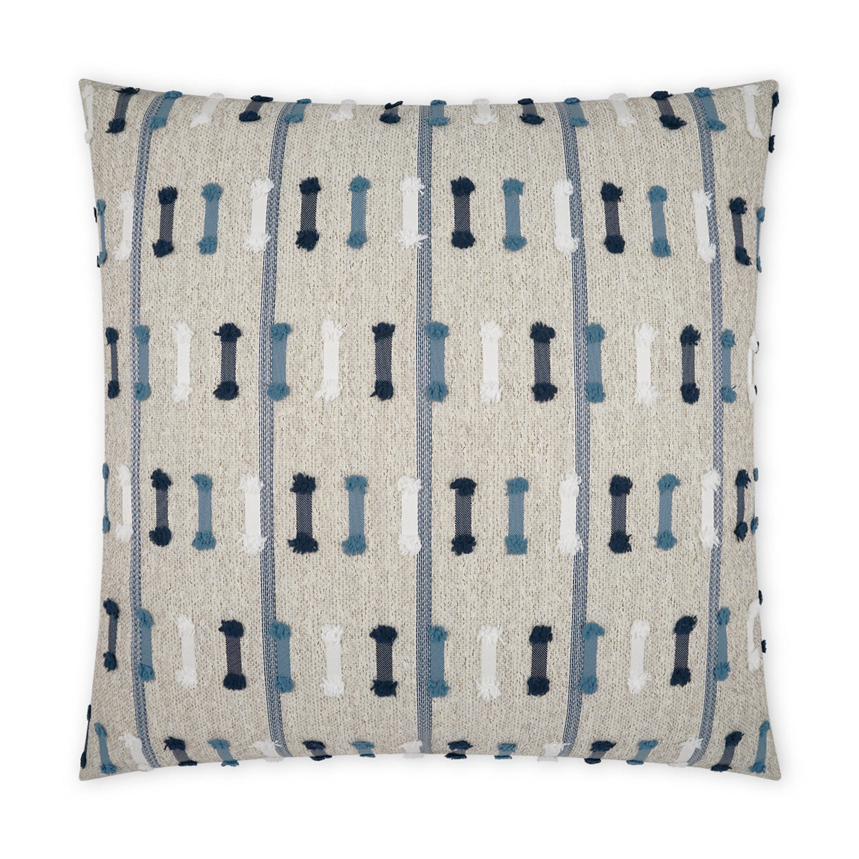 D.V. KAP HOME   22" x 22" Outdoor Tassel Stripe Pillow - Blue Global, Stripes    - OD-485-B-2222