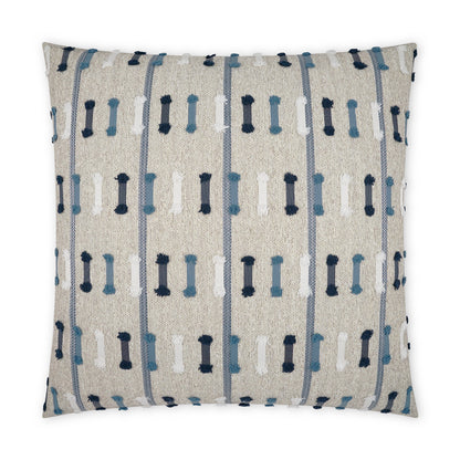 D.V. KAP HOME   22" x 22" Outdoor Tassel Stripe Pillow - Blue Global, Stripes    - OD-485-B-2222