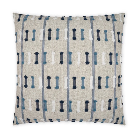 D.V. KAP HOME   22" x 22" Outdoor Tassel Stripe Pillow - Blue Global, Stripes    - OD-485-B-2222
