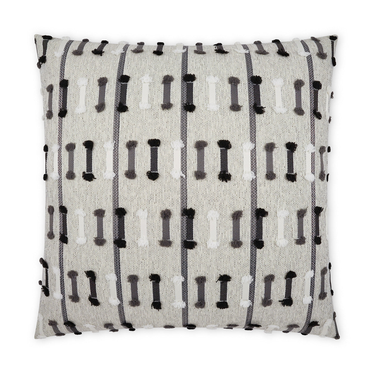 D.V. KAP HOME   22" x 22" Outdoor Tassel Stripe Pillow - Grey Global, Stripes    - OD-485-G-2222