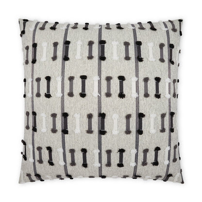 D.V. KAP HOME   22" x 22" Outdoor Tassel Stripe Pillow - Grey Global, Stripes    - OD-485-G-2222