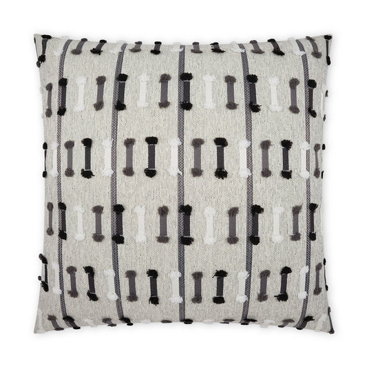 D.V. KAP HOME   22" x 22" Outdoor Tassel Stripe Pillow - Grey Global, Stripes    - OD-485-G-2222