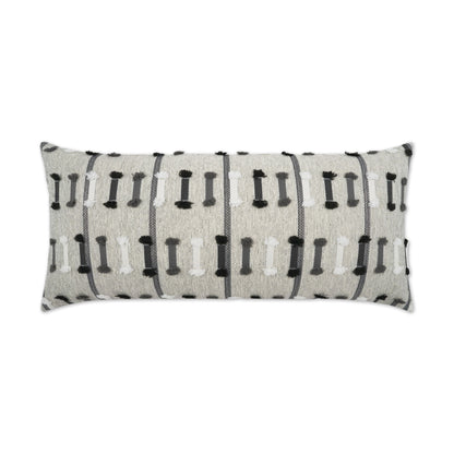 D.V. KAP HOME   12" x 24" Outdoor Tassel Stripe Lumbar Pillow - Grey Global, Stripes    - OD-486-G-1224
