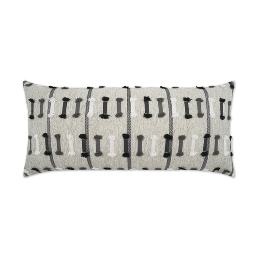 D.V. KAP HOME   12" x 24" Outdoor Tassel Stripe Lumbar Pillow - Grey Global, Stripes    - OD-486-G-1224