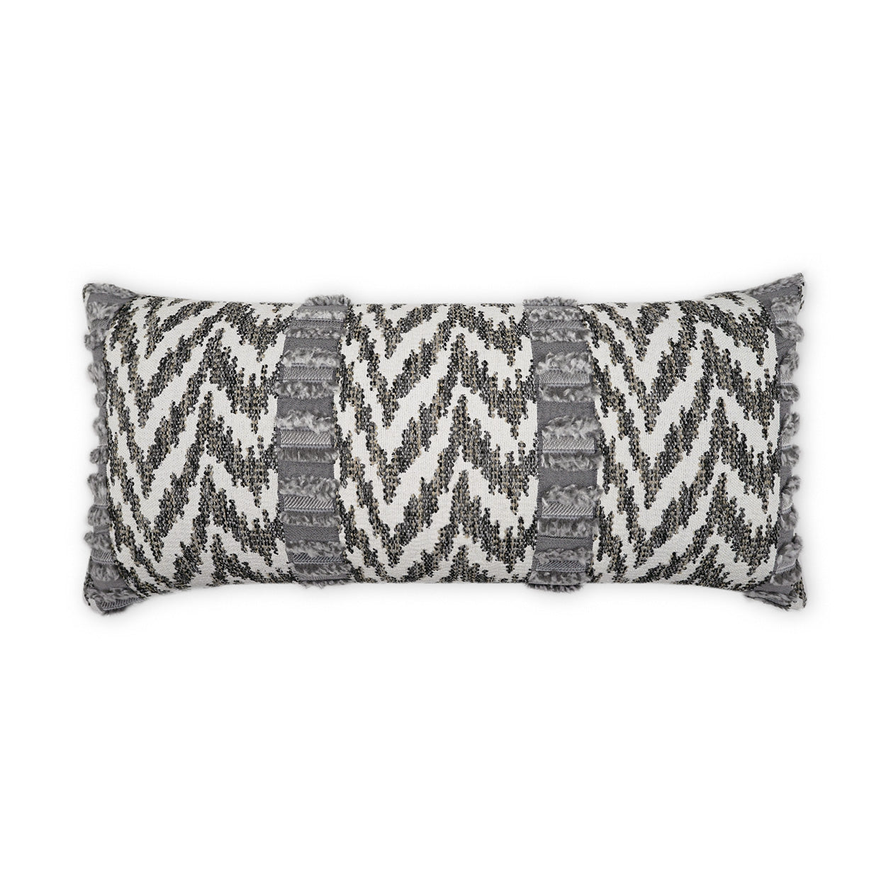 D.V. KAP HOME   12" x 24" Outdoor Indiana Lumbar Pillow - Grey Global, Chevron    - OD-490-G-1224