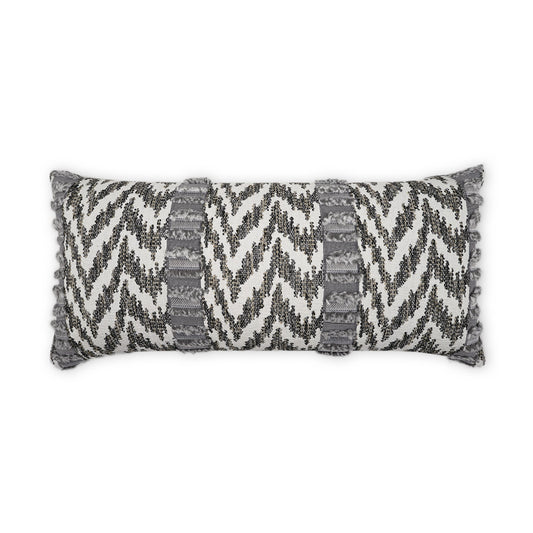 D.V. KAP HOME   12" x 24" Outdoor Indiana Lumbar Pillow - Grey Global, Chevron    - OD-490-G-1224
