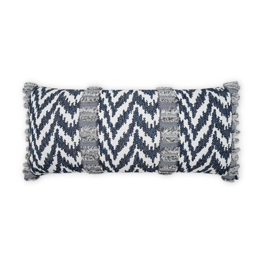 D.V. KAP HOME   12" x 24" Outdoor Indiana Lumbar Pillow - Indigo Global, Chevron    - OD-490-I-1224