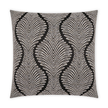 22 x 22 inch square outdoor pillow in black with a floral pattern.