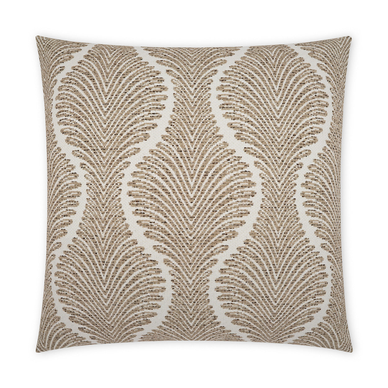 Palmyra Taupe Decorative Pillow 22” x 22” for indoor and outdoor use, featuring a textured taupe pattern. Durable, weather-resistant, and stylish, perfect for sofas, beds, accent chairs, patios, or outdoor seating. Adds comfort, elegance, and versatility to modern, transitional, and contemporary décor.