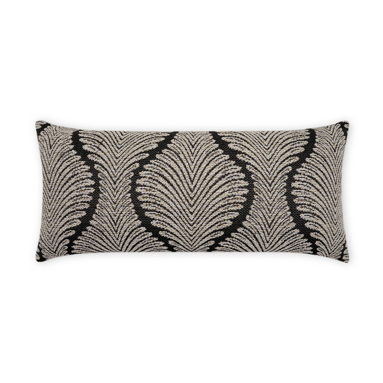 D.V. KAP HOME   12" x 24" Outdoor Palmyra Lumbar Pillow - Black Global, Traditional, Floral    - OD-492-B-1224