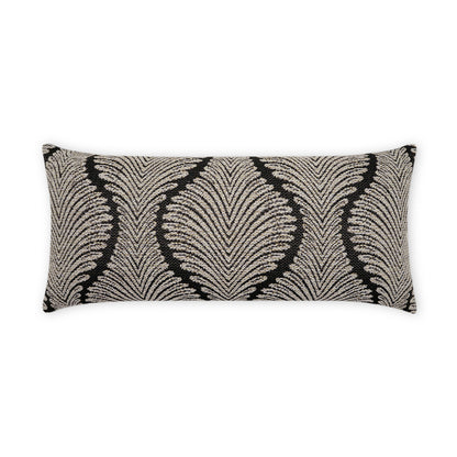 D.V. KAP HOME   12" x 24" Outdoor Palmyra Lumbar Pillow - Black Global, Traditional, Floral    - OD-492-B-1224