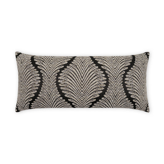 D.V. KAP HOME   12" x 24" Outdoor Palmyra Lumbar Pillow - Black Global, Traditional, Floral    - OD-492-B-1224
