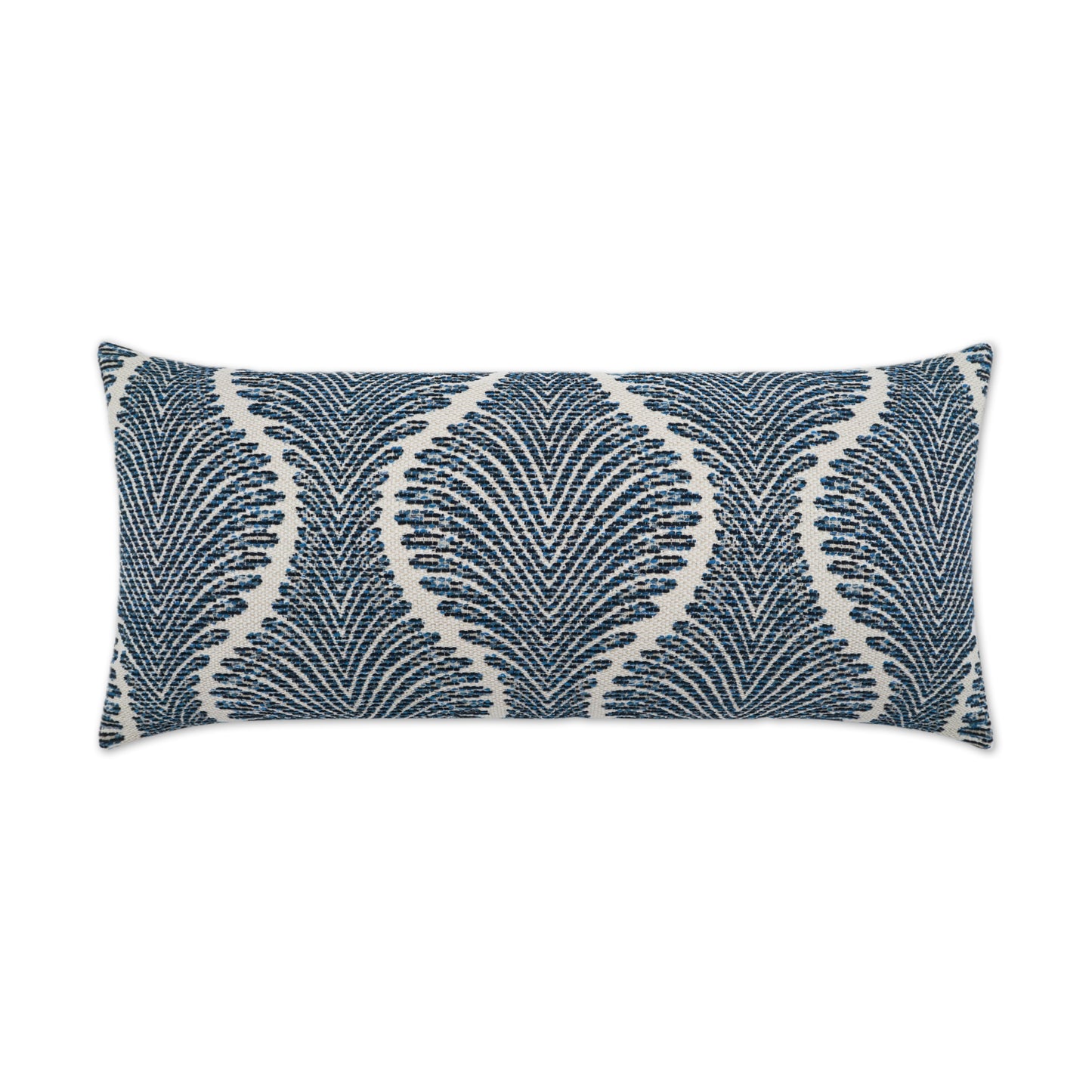 D.V. KAP HOME   12" x 24" Outdoor Palmyra Lumbar Pillow - Navy Global, Traditional, Floral    - OD-492-N-1224
