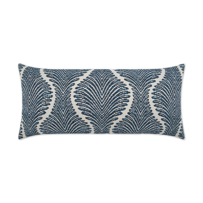 D.V. KAP HOME   12" x 24" Outdoor Palmyra Lumbar Pillow - Navy Global, Traditional, Floral    - OD-492-N-1224