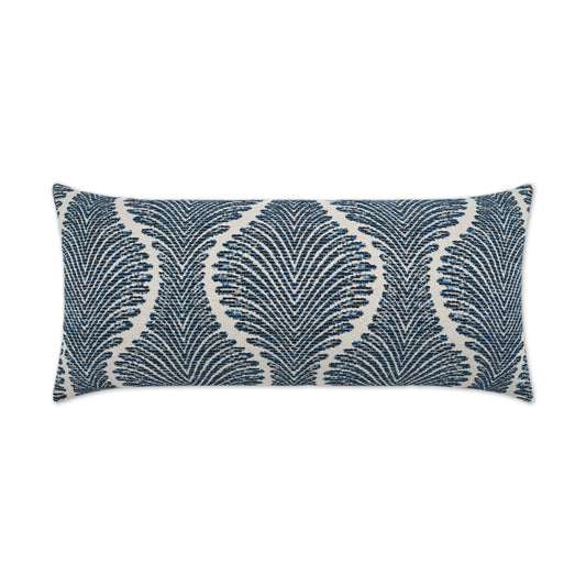 D.V. KAP HOME   12" x 24" Outdoor Palmyra Lumbar Pillow - Navy Global, Traditional, Floral    - OD-492-N-1224