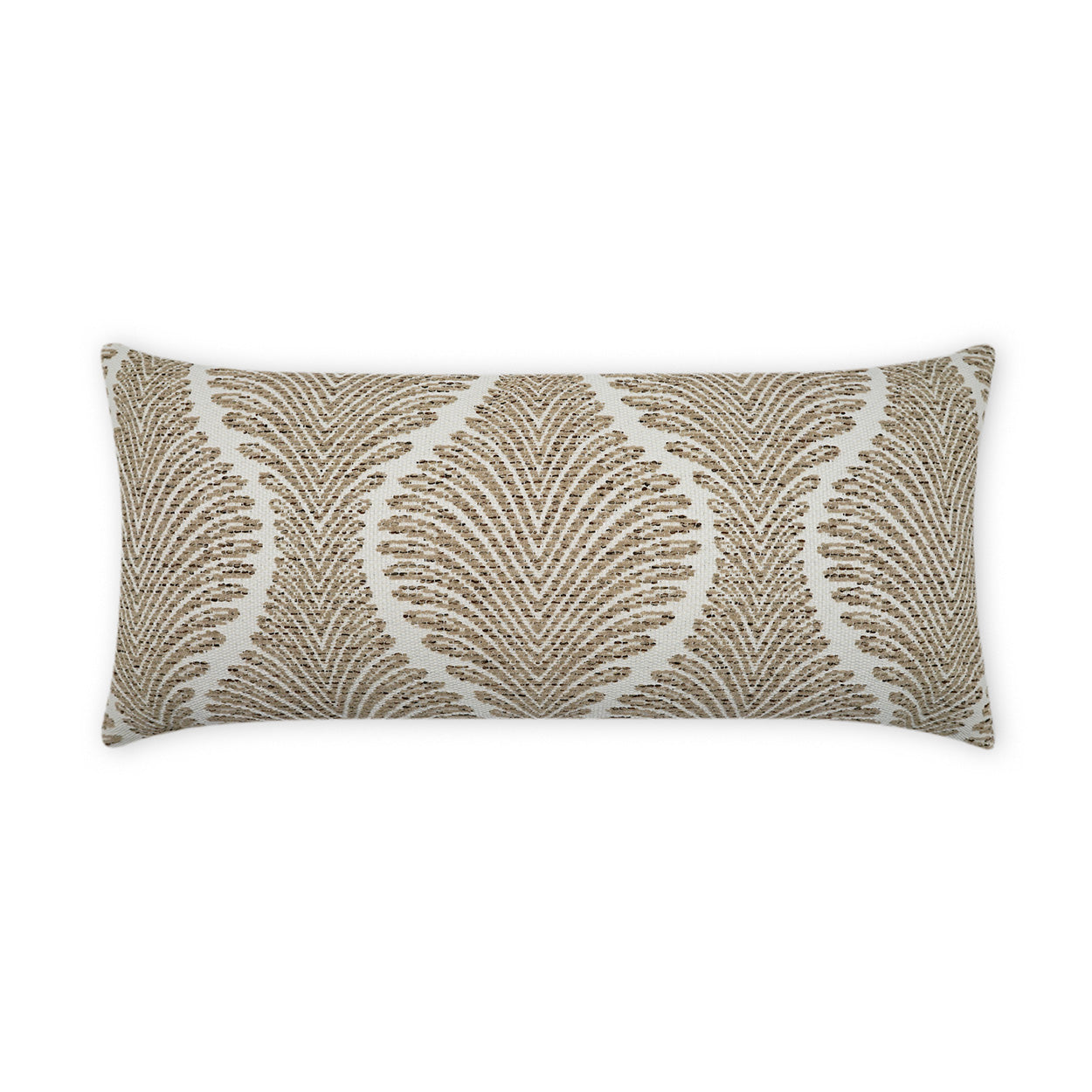 D.V. KAP HOME   12" x 24" Outdoor Palmyra Lumbar Pillow - Taupe Global, Traditional, Floral    - OD-492-T-1224