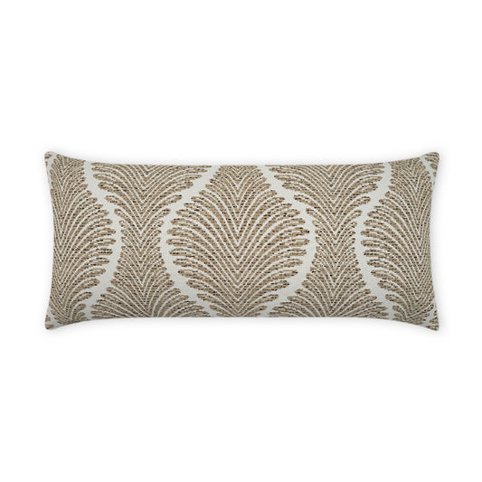 D.V. KAP HOME   12" x 24" Outdoor Palmyra Lumbar Pillow - Taupe Global, Traditional, Floral    - OD-492-T-1224
