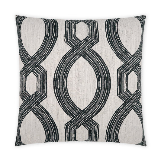 D.V. KAP HOME   22" x 22" Outdoor Evadne Pillow - Black Traditional    - OD-499-B-2222