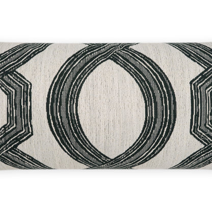 D.V. KAP HOME   12" x 24" Outdoor Evadne Lumbar Pillow - Black Traditional    - OD-500-B-1224