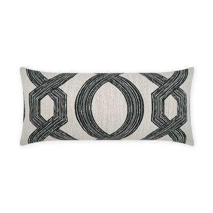 D.V. KAP HOME   12" x 24" Outdoor Evadne Lumbar Pillow - Black Traditional    - OD-500-B-1224