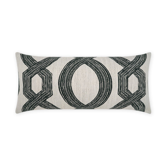 D.V. KAP HOME   12" x 24" Outdoor Evadne Lumbar Pillow - Black Traditional    - OD-500-B-1224