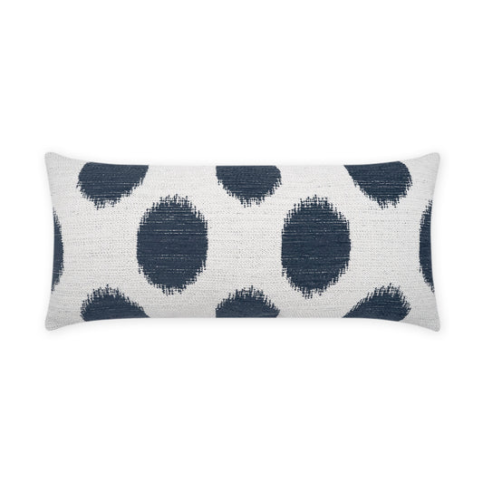 D.V. KAP HOME   12" x 24" Outdoor Vianella Lumbar Pillow - Indigo Circular - Dots, Transitional    - OD-502-I-1224