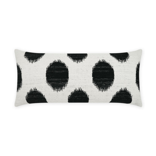 D.V. KAP HOME   12" x 24" Outdoor Vianella Lumbar Pillow - Tuxedo Circular - Dots, Transitional    - OD-502-T-1224